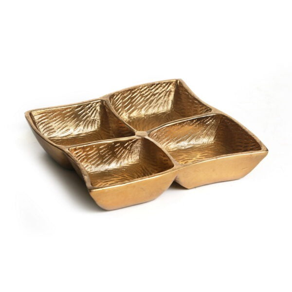 מגש קברט מרובע - מחולק ל 4 Rice זהב 23X23 ס”מ