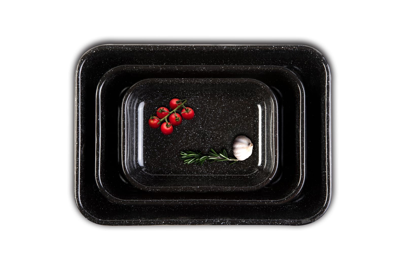 סט 3 תבניות אמייל 35X25 ס"מ + 29X19 ס"מ + 22X16 ס"מ שחור ENAMELWARE