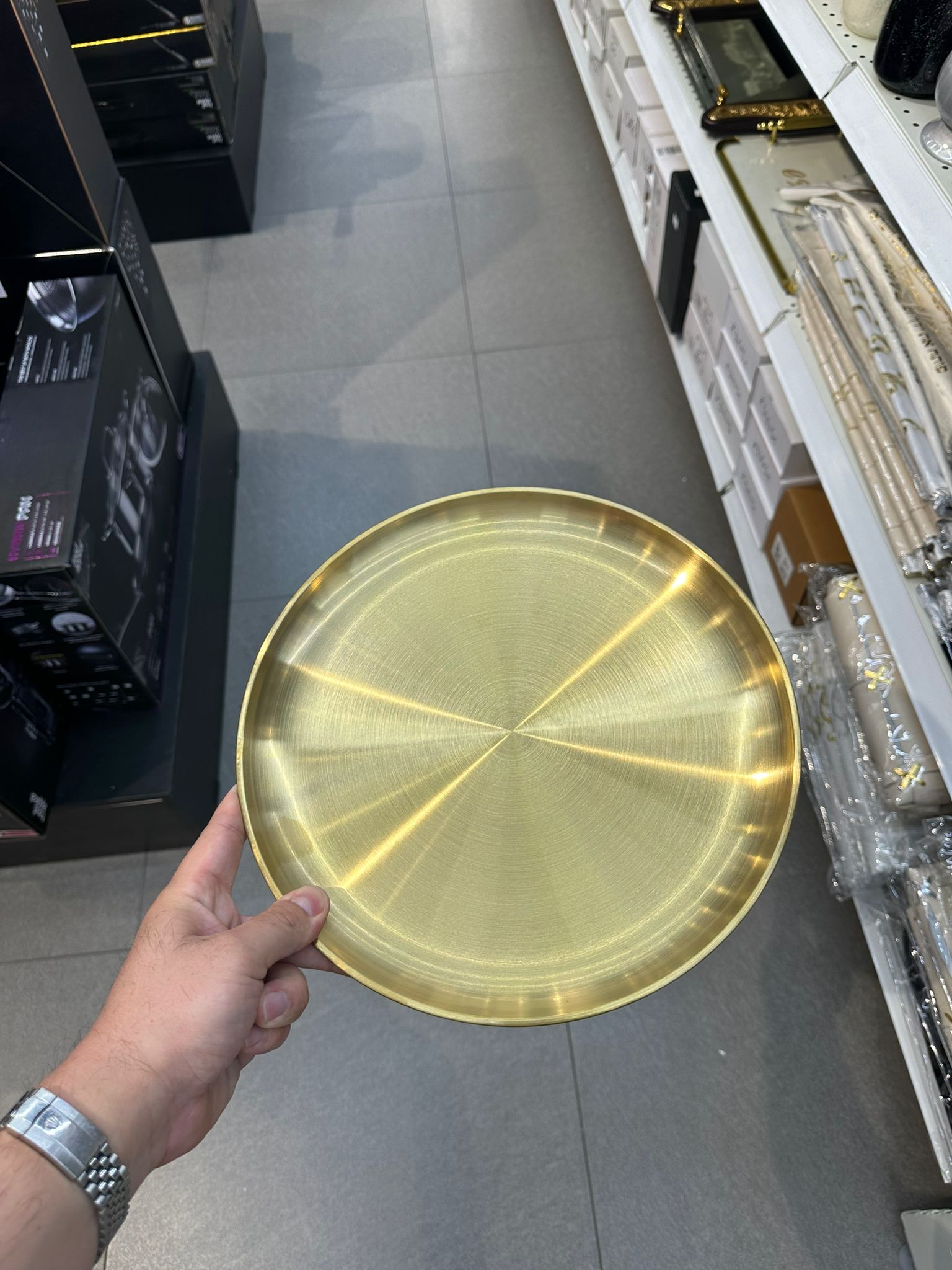 צלחת הגשה 30 ס״מ נירוסטה זהב