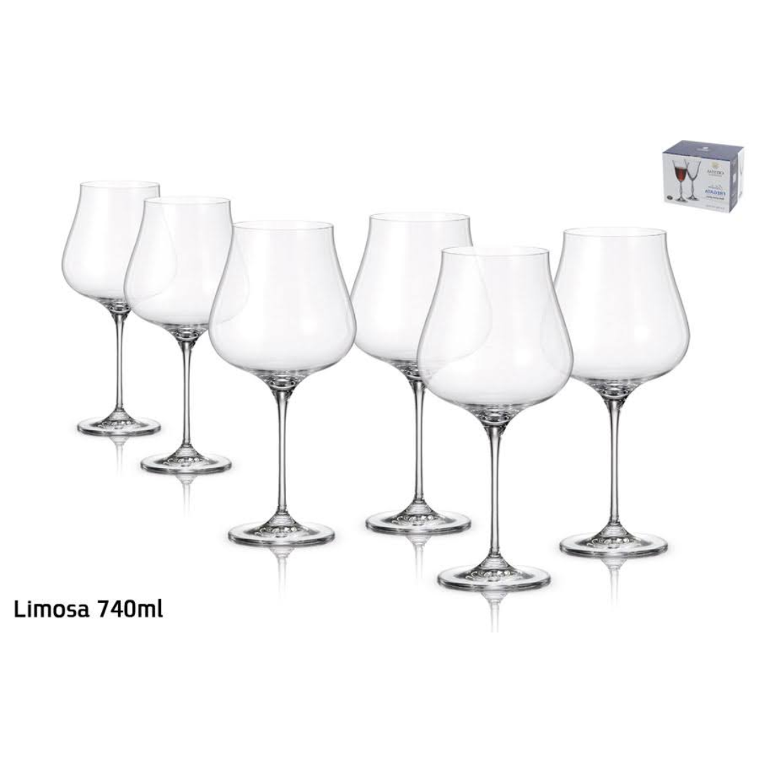 סט 6 כוס יין – 640 מ”ל LIMOSA קריסטל בוהמיה
