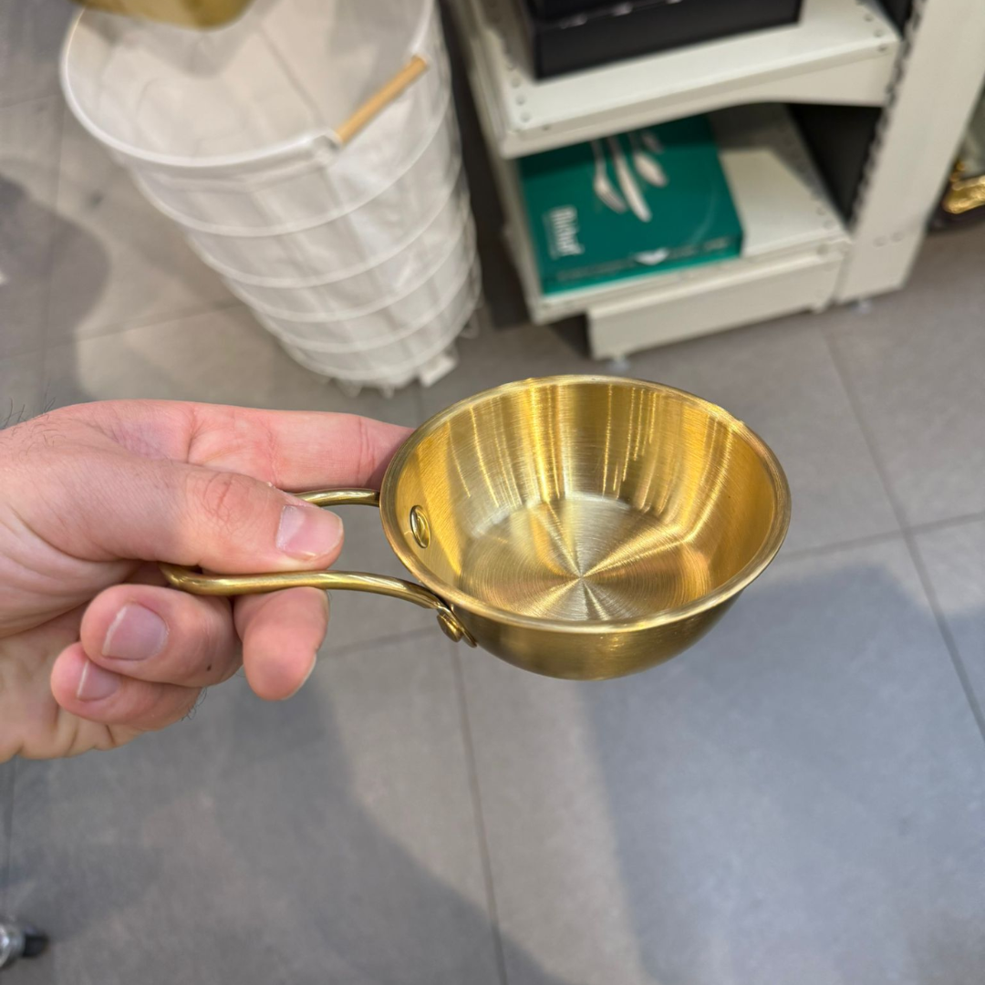 קערית הגשה + ידית נירוסטה זהב 11 ס״מ