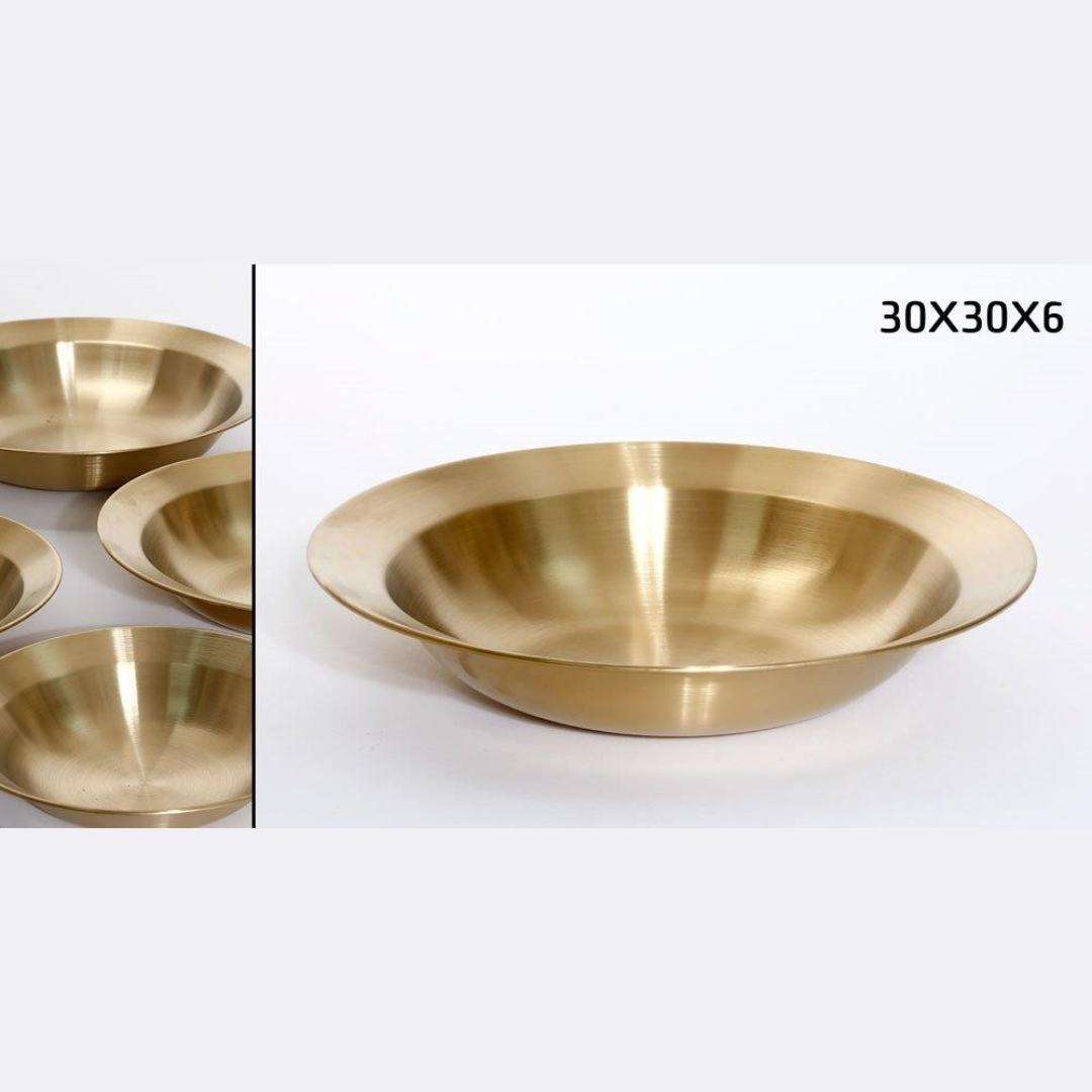 קערת נירוסטה זהב עם שוליים להגשה 30X30X6 ס"מ
