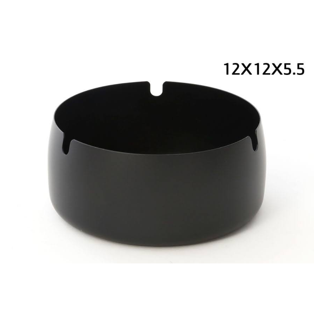 מאפרה נירוסטה - שחורה עגולה 12X12X5.5 ס"מ