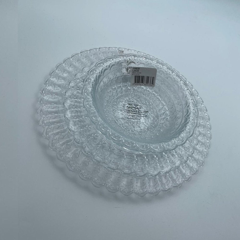 צלחת זכוכית תחרה מנה עיקרית 28 ס״מ דגם LACE