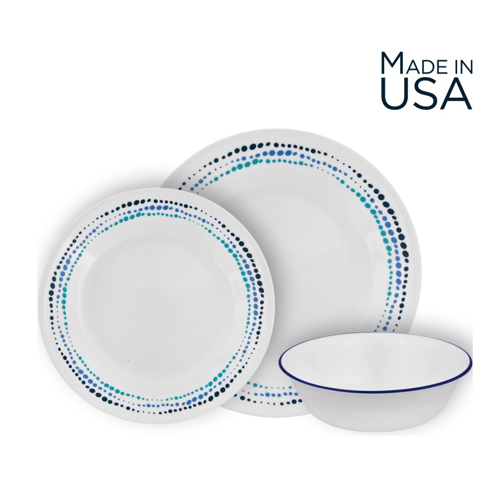 סט צלחות 18 חלקים , דגם Ocean Blues , מבית קורנינג corelle