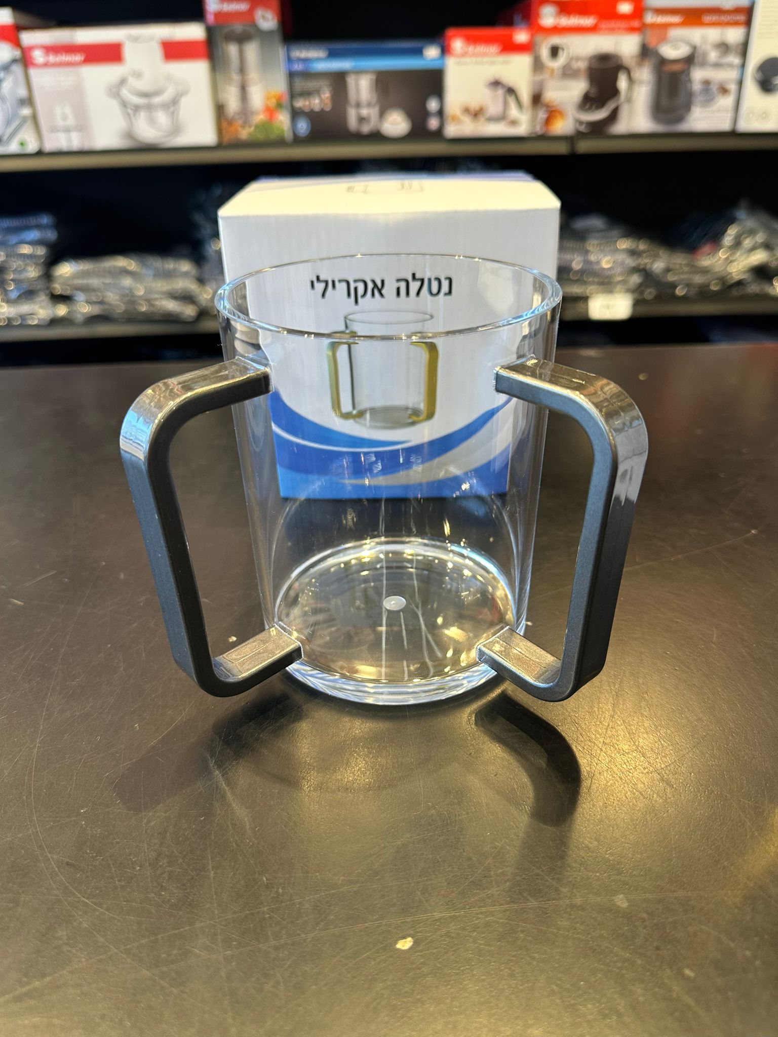 נטלה אקריליק שקוף - ידיות אפור עכבר M