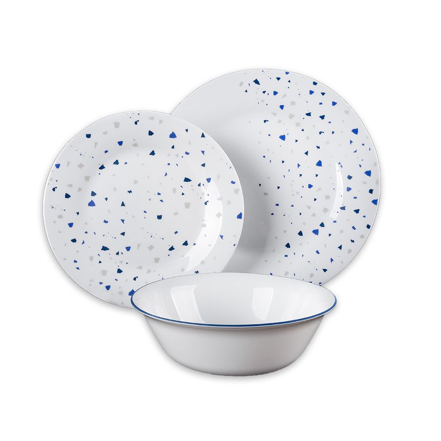 סט צלחות אוכל 18 חלקים אופל TERAZO BLUE