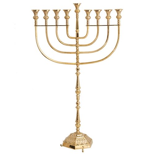 חנוכייה מתכת - מהודרת ענקית ומוזהבת גובה 125 ס"מ 45235