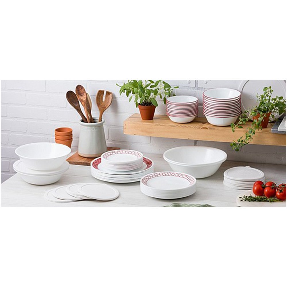 סט צלחות 12 חלקים , Crimson Trelis , מבית Corelle קורנינג
