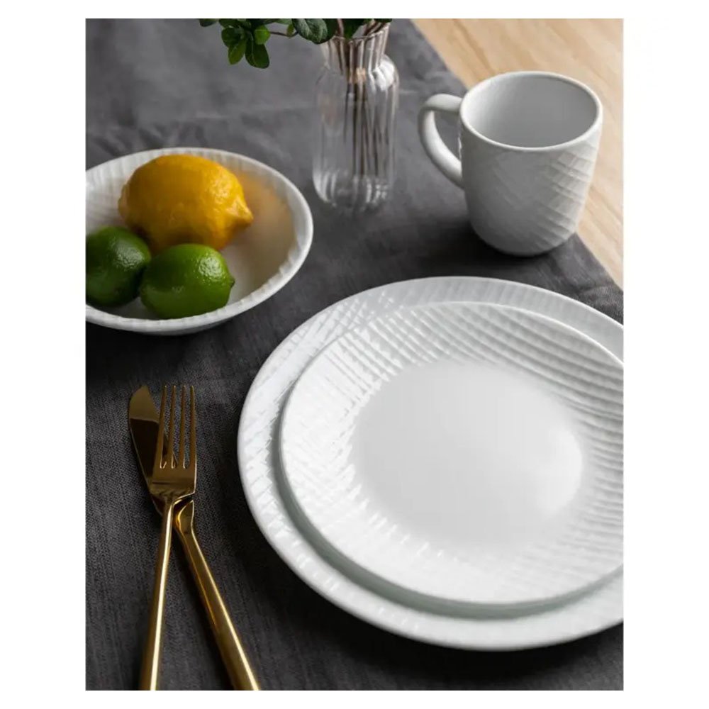 סט צלחות 12 חלקים , Linen Weave , מבית CORELLE קורנינג