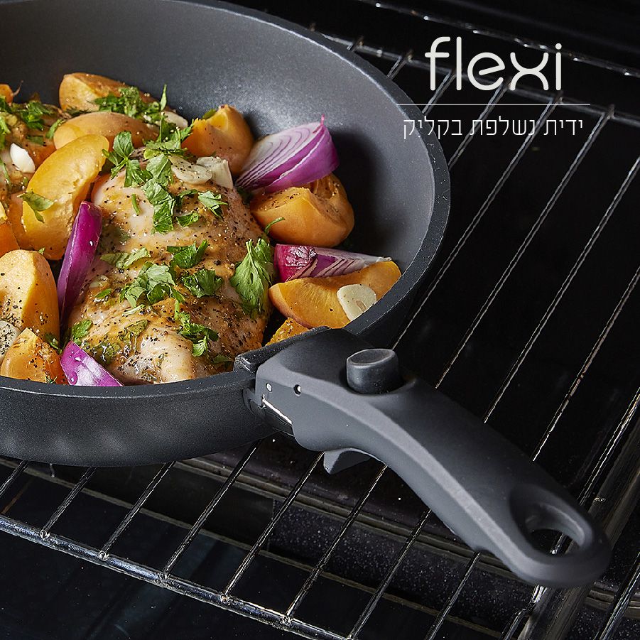סט סירים 16 חלקים עם 2 ידיות נשלפות - FLEXI שחור