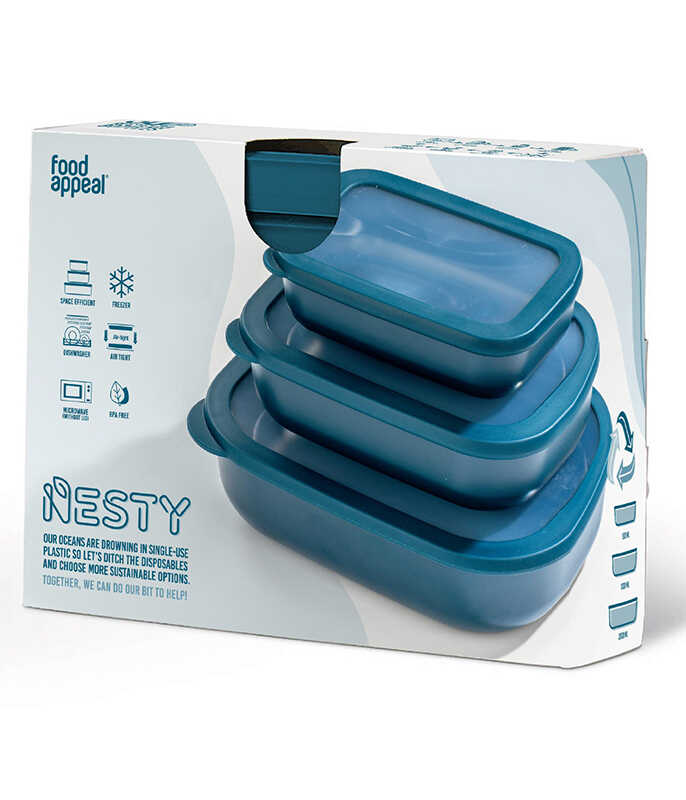 סט 3 קופסאות אחסון פלסטיק ממוחזר NESTY כחול