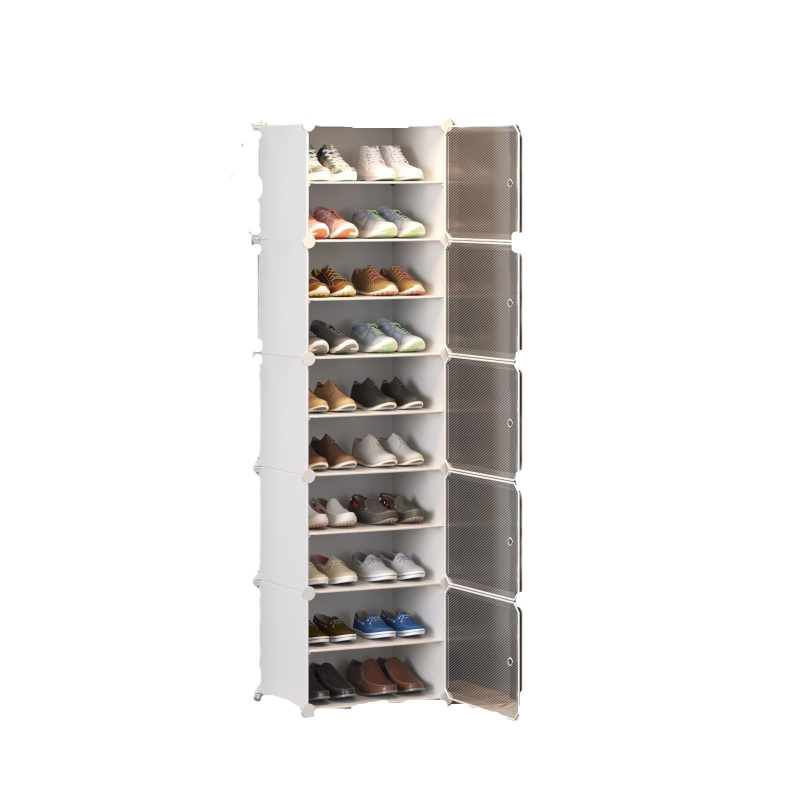 ארון נעליים - 10 קומות צבע לבן 43X32X153 ס"מ