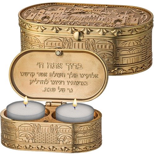 זוג פמוט - מיוחד לנסיעות זהב בקופסא עם מכסה "ירושלים" 4X9 ס"מ