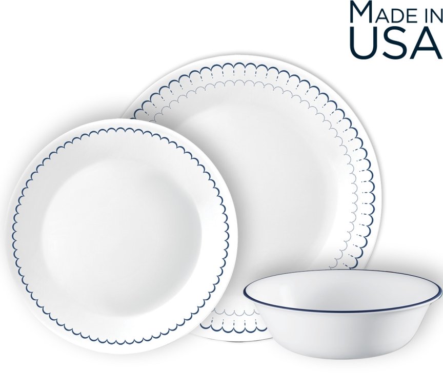 סט צלחות 18 חלקים , דגם Caspian קורנינג CORELLE