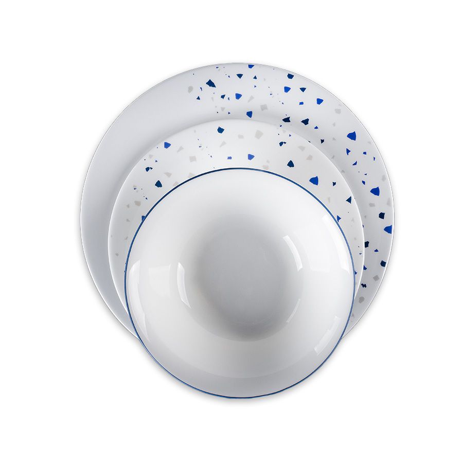 סט צלחות אוכל 18 חלקים אופל TERAZO BLUE