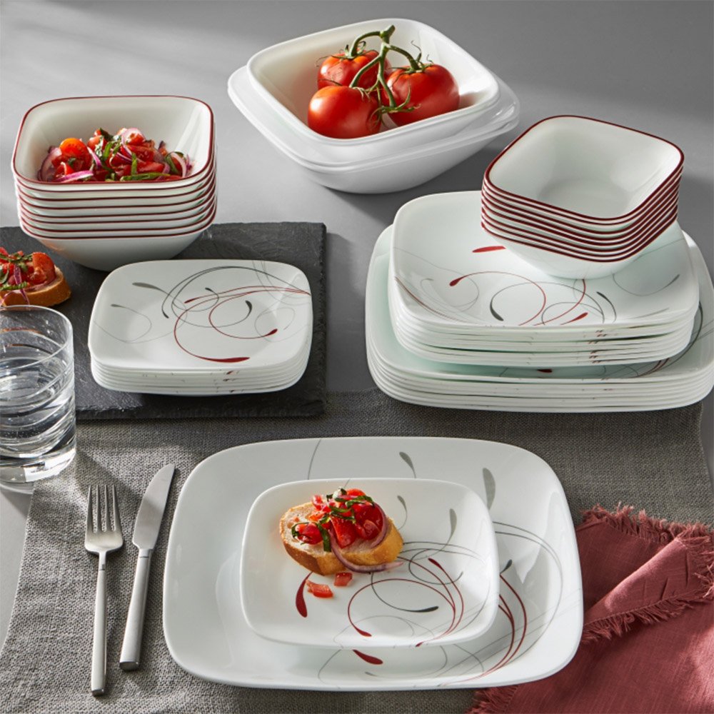 סט צלחות 18 חלקים דגם Splendor Square מבית corelle קורנינג
