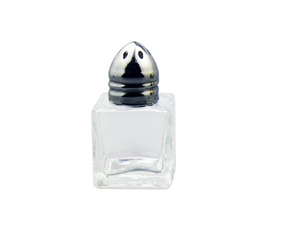 מלחיה זכוכית - מרובעת מיני 1/2OZ ראש נירוסטה