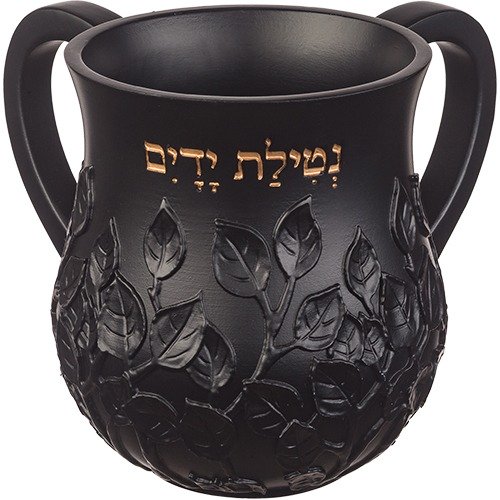 נטלה - מהודרת מפוליריזן 14 ס"מ שחור ענפים 'נטילת ידים' רוז גולד