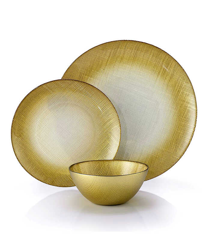סט צלחות אוכל 18 חלקים GOLD GRACE זהב