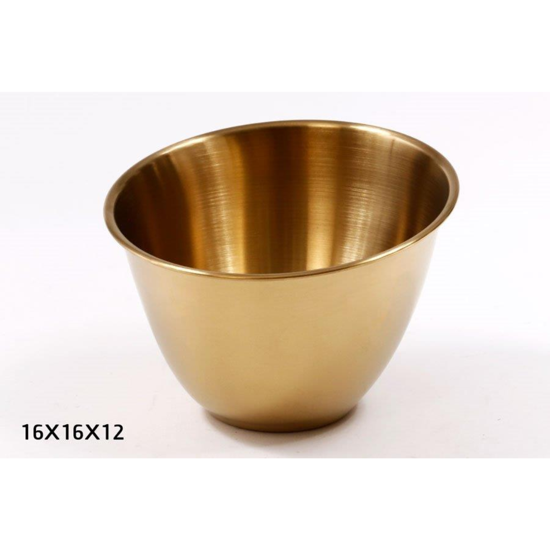 קערת הגשה - נירוסטה זהב 16X16X12 ס"מ