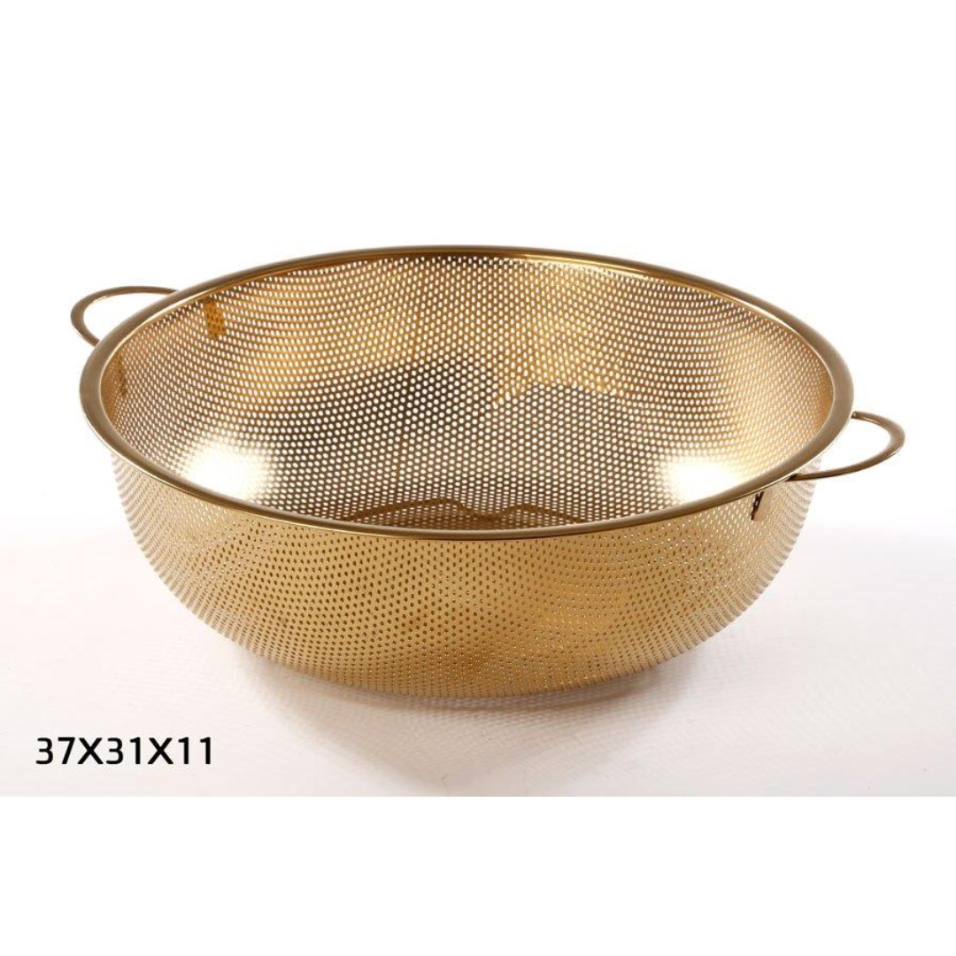 מסננת נירוסטה ידיות זהב 37X31X11 ס"מ