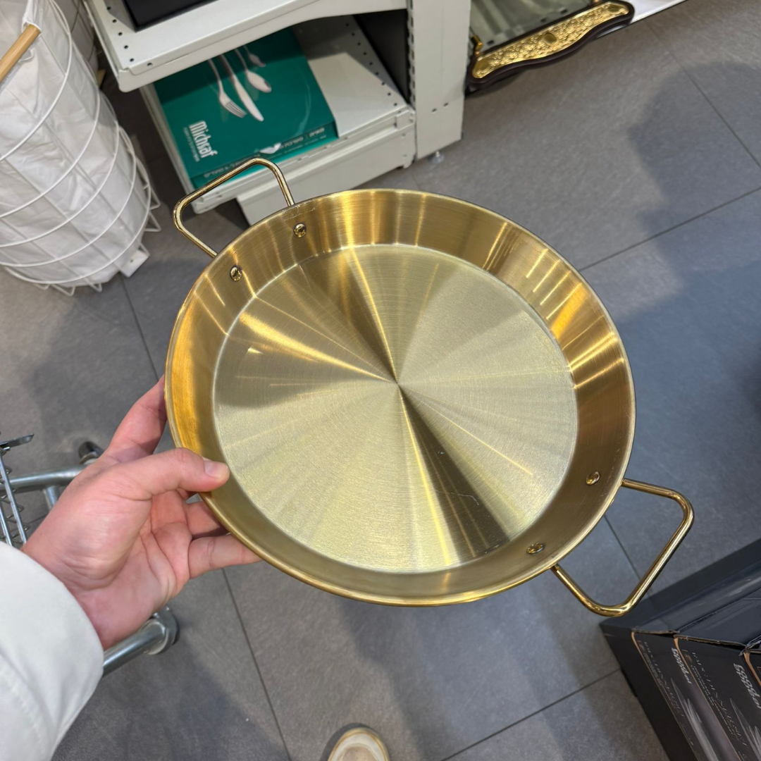 מחבת נירוסטה זהב + ידיות 28 ס״מ גובה 3 ס״מ