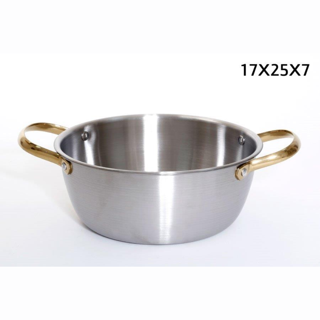 סיר הגשה - נירוסטה ידיות זהב 17X25X7 ס"מ