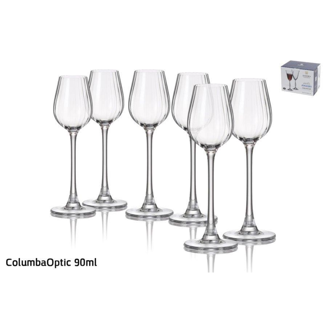 סט 6 כוס יין ליקר ( כוס שיעור ) - 90 מ”ל COLUMBAOPTIC קריסטל בוהמיה