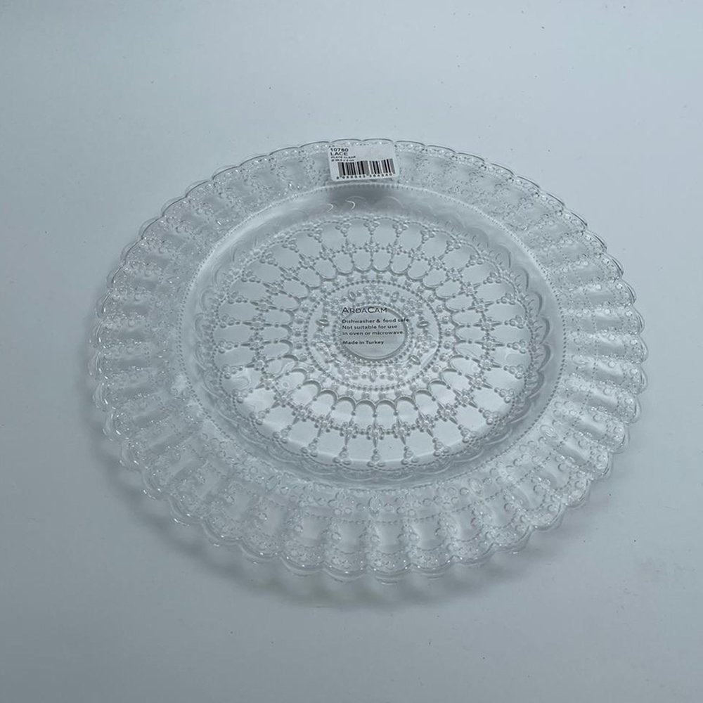 צלחת זכוכית תחרה מנה עיקרית 28 ס״מ דגם LACE