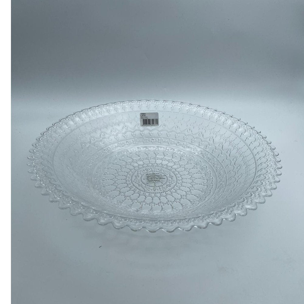 צלחת זכוכית תחרה מנה ראשונה 22 ס״מ דגם LACE