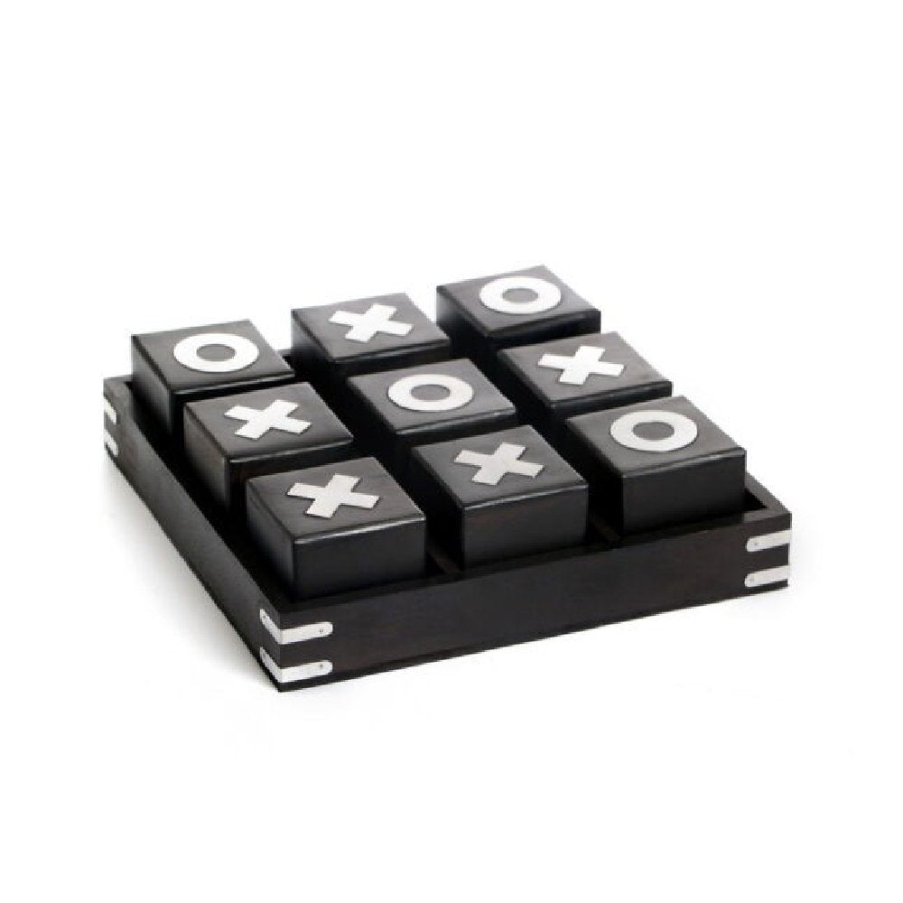 משחק X/O עץ מתכת שחור 25X25X7.5