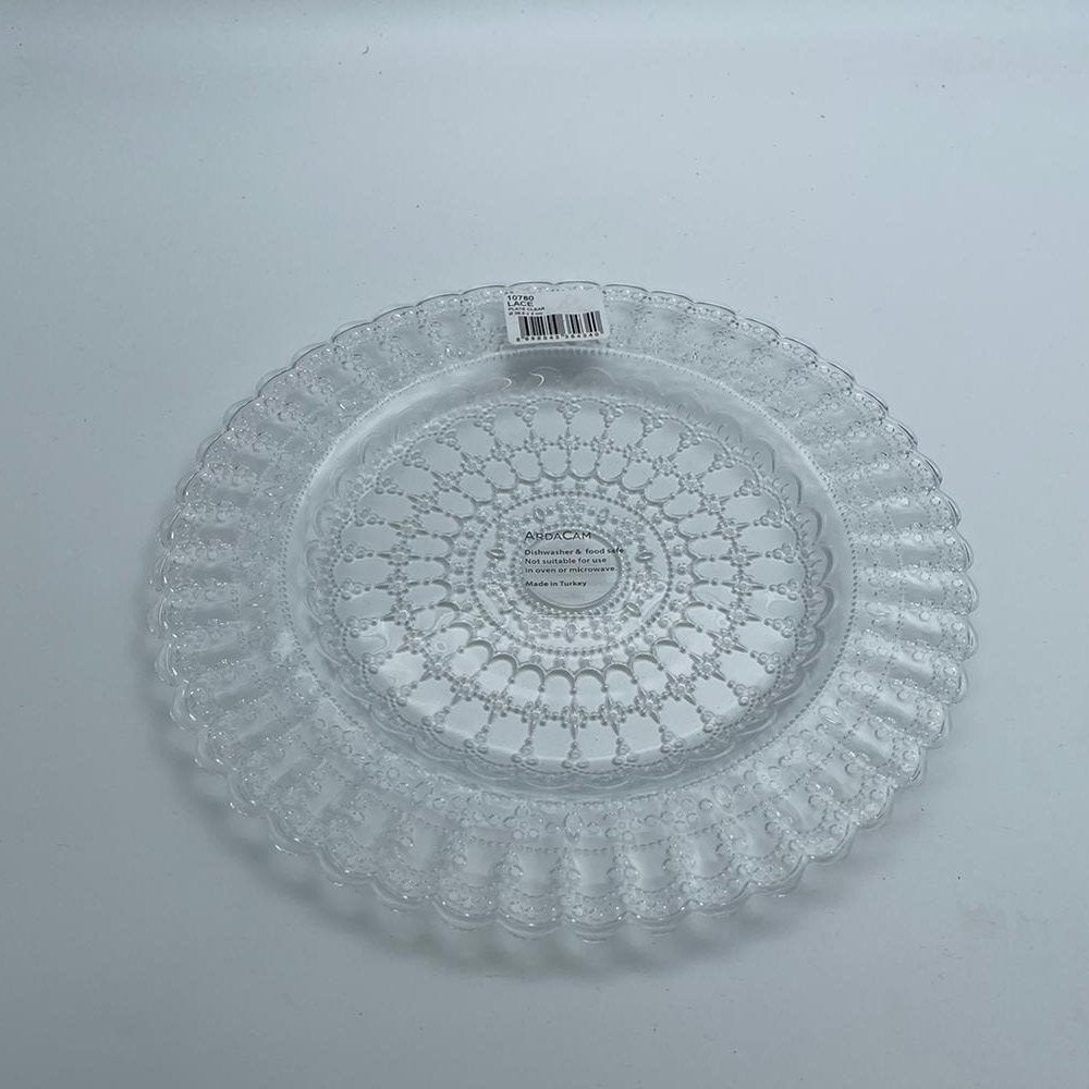 צלחת זכוכית תחרה מנה ראשונה 22 ס״מ דגם LACE