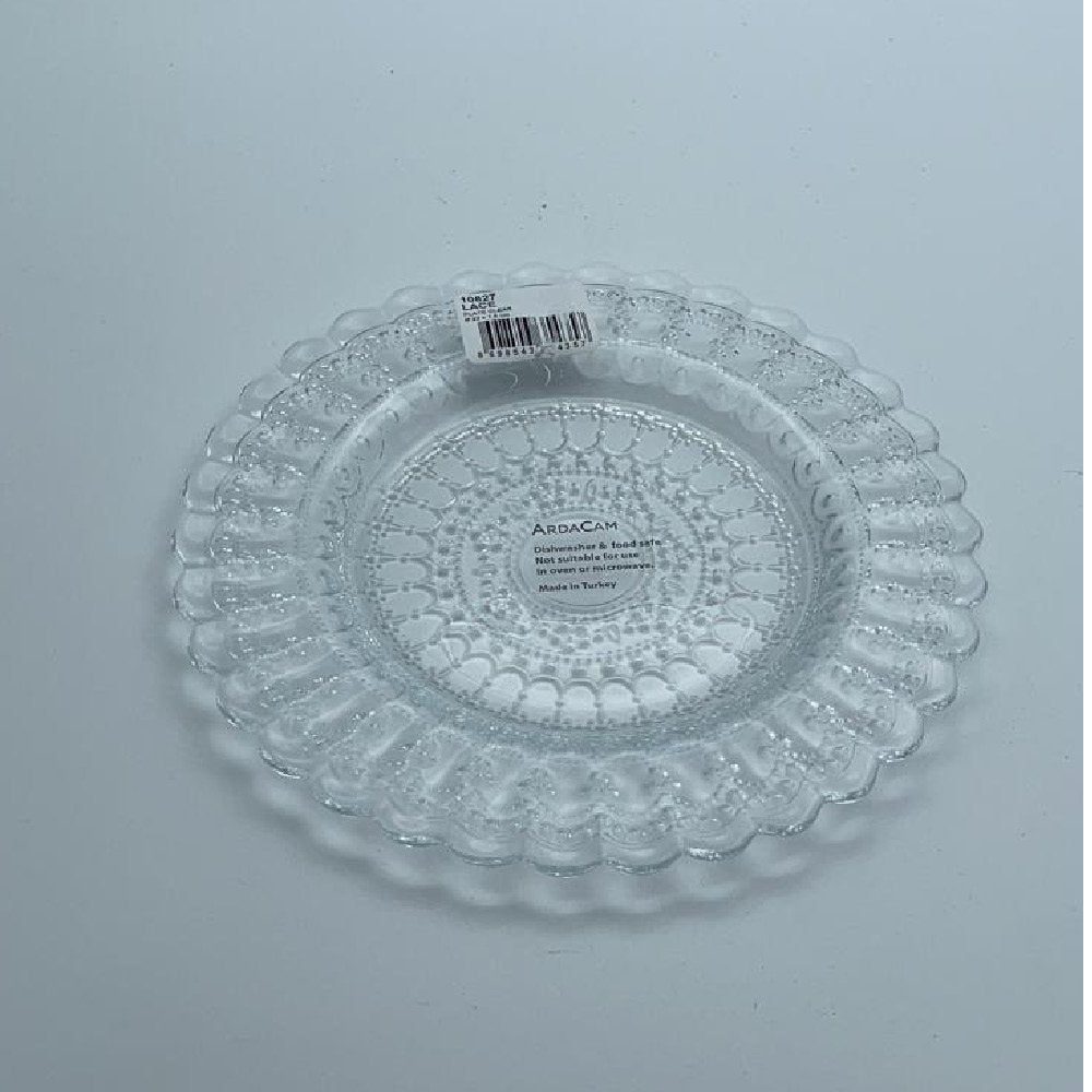 צלחת זכוכית תחרה מנה ראשונה 22 ס״מ דגם LACE