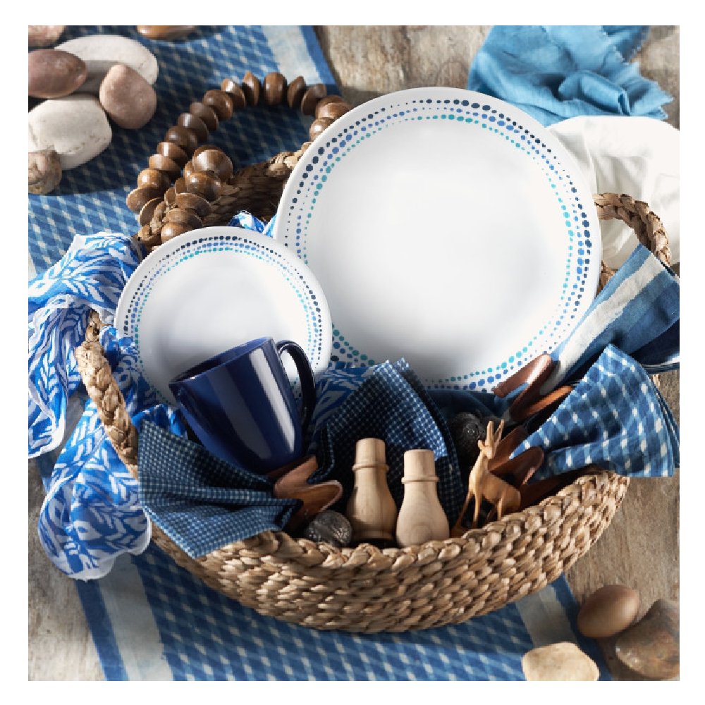 סט צלחות 18 חלקים , דגם Ocean Blues , מבית קורנינג corelle