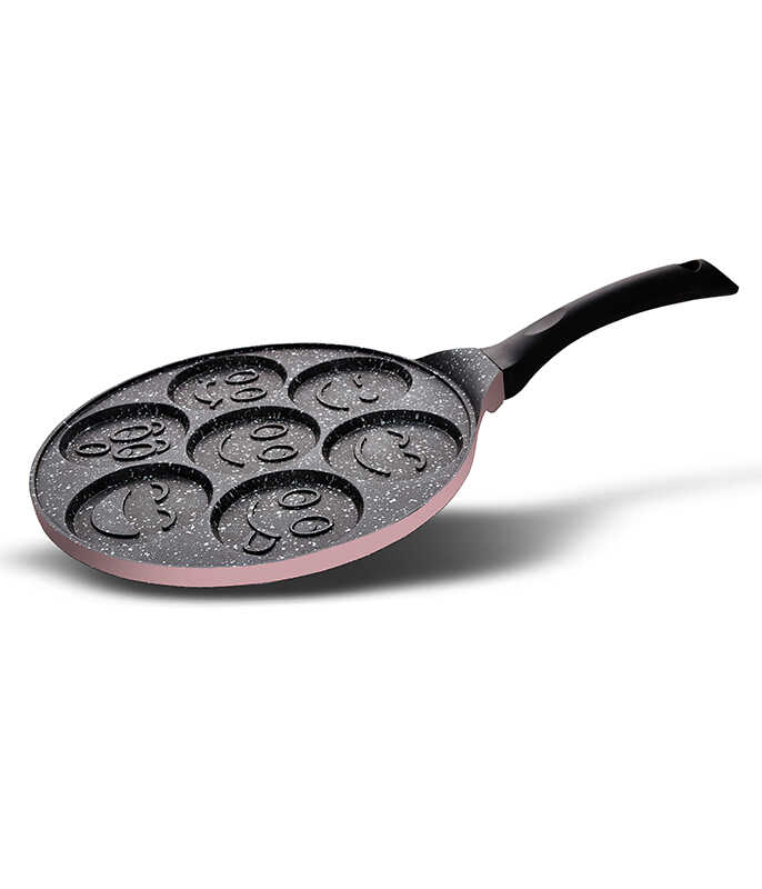 מחבת פנקייק חיוכים 26 ס”מ 7 שקעים BLACK MARBLE ורוד