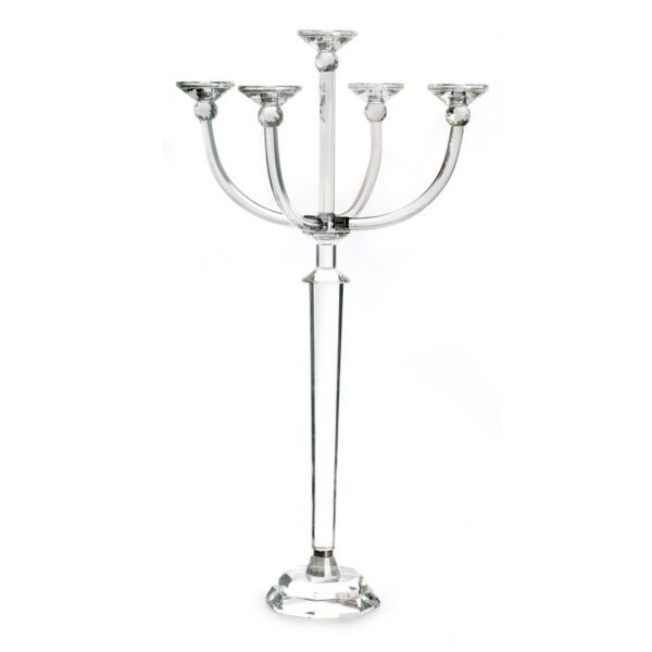 פמוט קריסטל - 5 קנים על רגל גבוהה