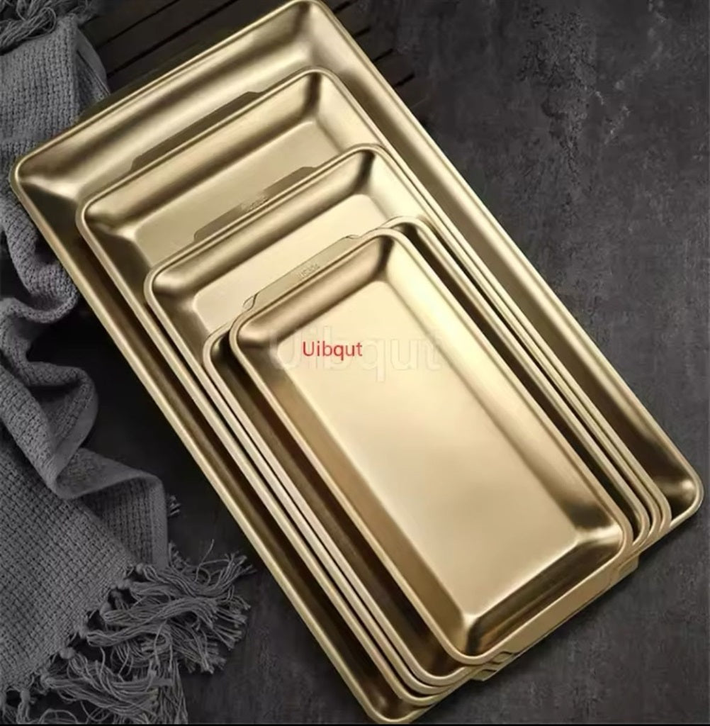מגש נירוסטה - זהב מלבן 36X20 ס"מ