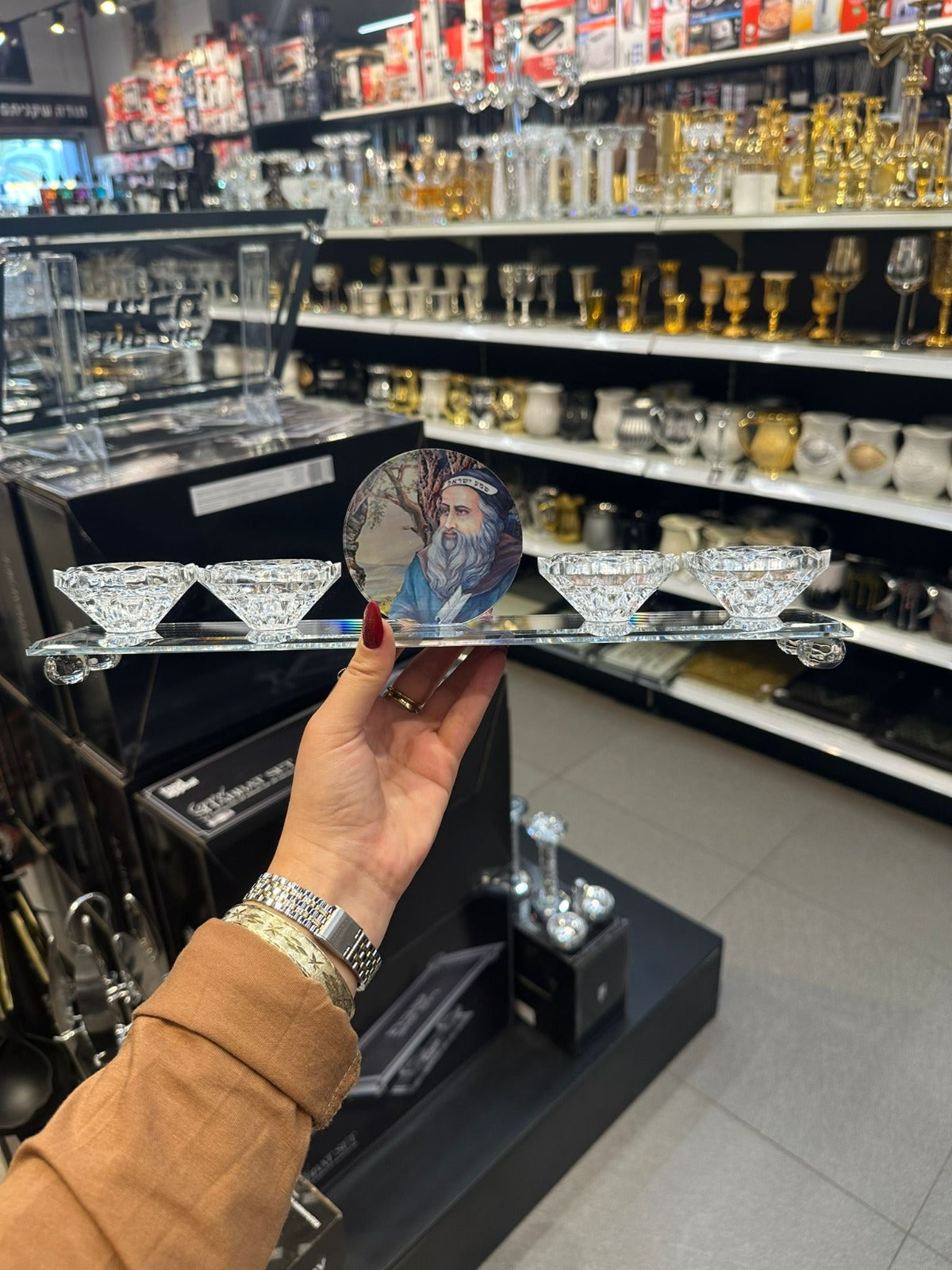 פמוט 4 קנים - קריסטל 'רבי שמעון בר יוחאי'