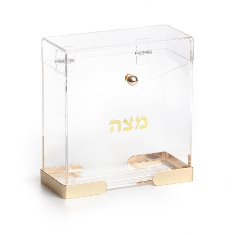 מעמד למצה - אקרילי מסגרת זהב ומכסה 20X9 גובה 20 ס"מ