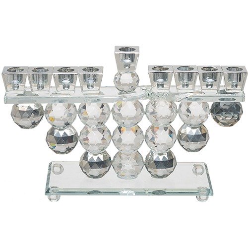 חנוכייה קריסטל - כדורים שקופים מהודרת 19x33 ס"מ 40764