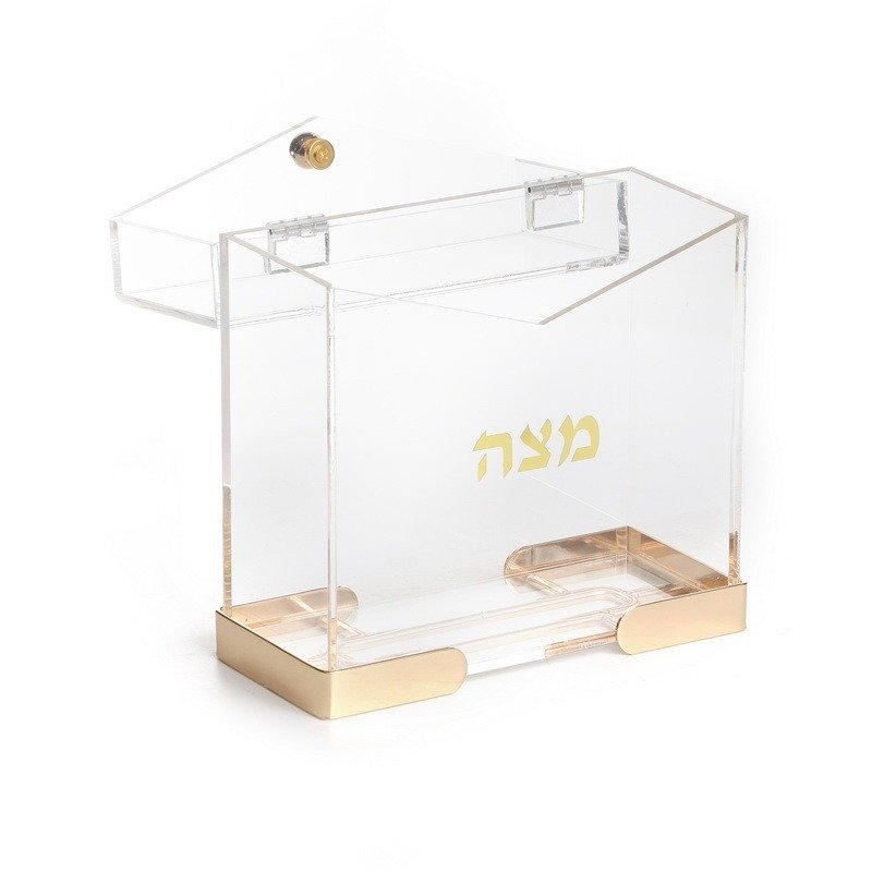 מעמד למצה - אקרילי מסגרת זהב ומכסה 20X9 גובה 20 ס"מ